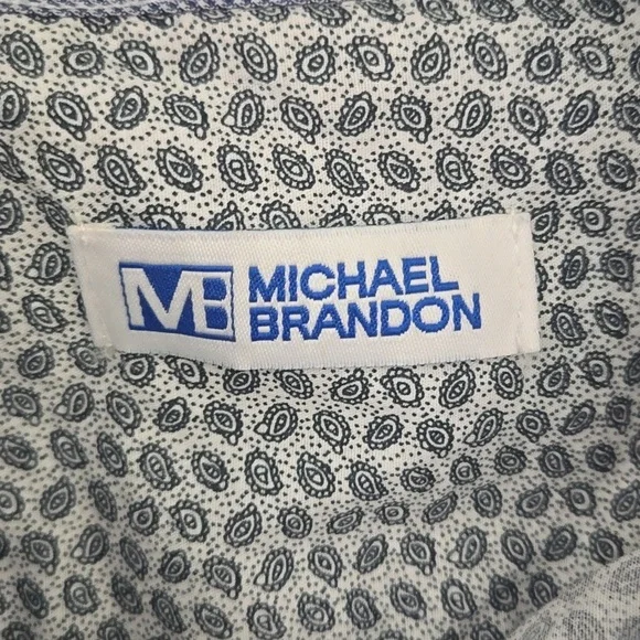 Michael Brandon Blue Print Short Sleeve Shirt - Picture 4 of 10
